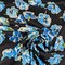 1 Yard Blue Floral 97% cotton and 3% spandex fabric Stretch Print Black Background 46/47 inch Width